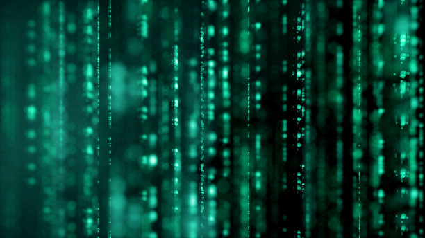 数字技术采用二进制数字光路数据编码背景混沌，未来技术中的编程概念图片下载