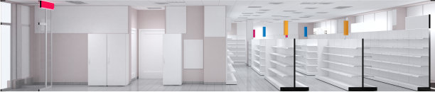 商店，商店，购物中心，室内可视化，3D插图图片下载
