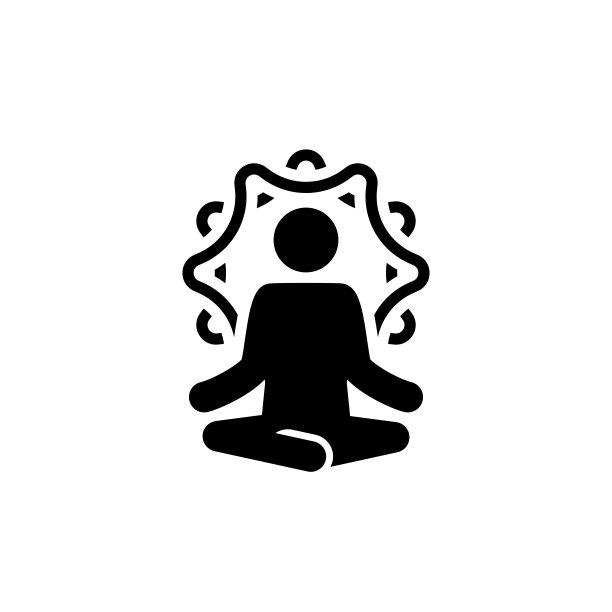瑜伽静修和冥想图标。平面设计孤立的插图。素材图片