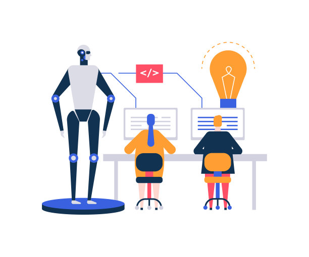 人工智能-平面设计风格的彩色插图图片下载