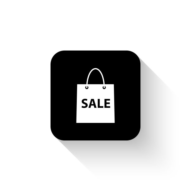 购物袋-白色矢量图标与阴影图片下载