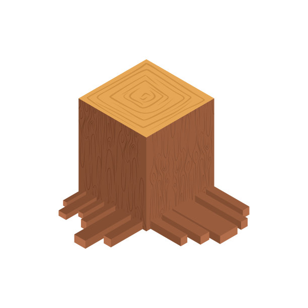方形树桩等距式。矢量图图片下载