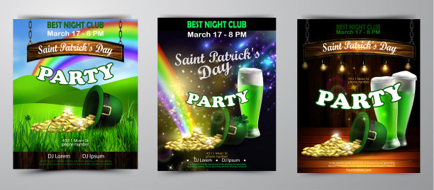 矢量圣帕特里克节海报设计模板图片下载