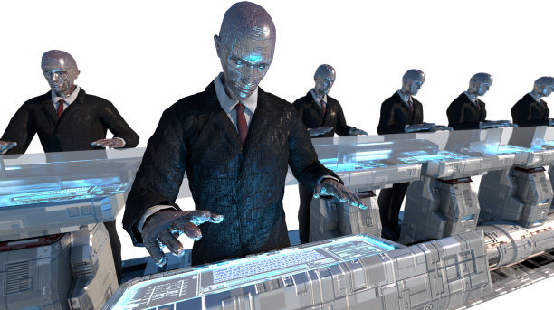 3d渲染人形机器人工作图片下载