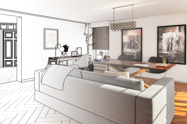 私人办公区(绘图)- 3d插图图片下载