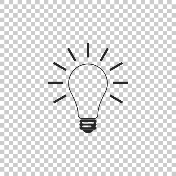 灯泡与光线闪烁图标隔离在透明的背景。能量和理念的象征。灯电。平面设计。矢量图图片下载