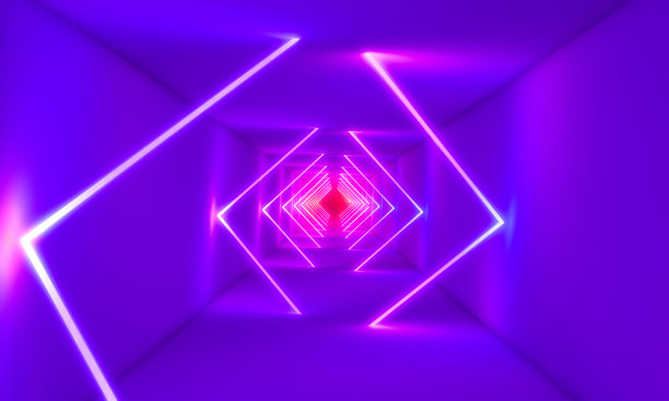 隧道中的霓虹灯素材图片
