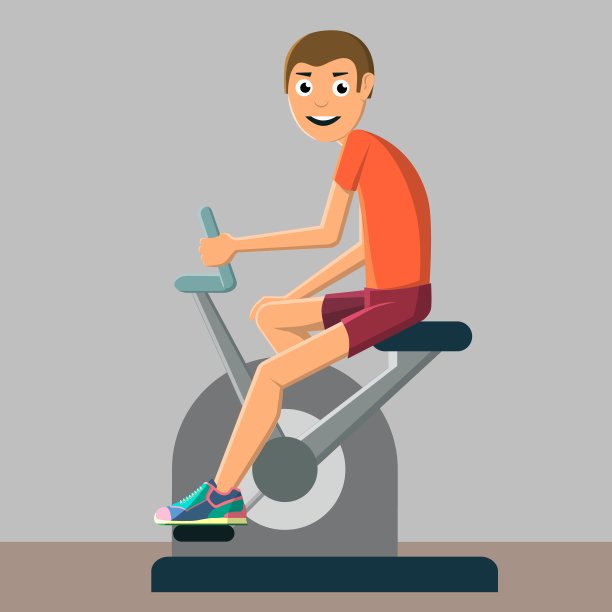 这个年轻人正在进行健身车训练。图片下载