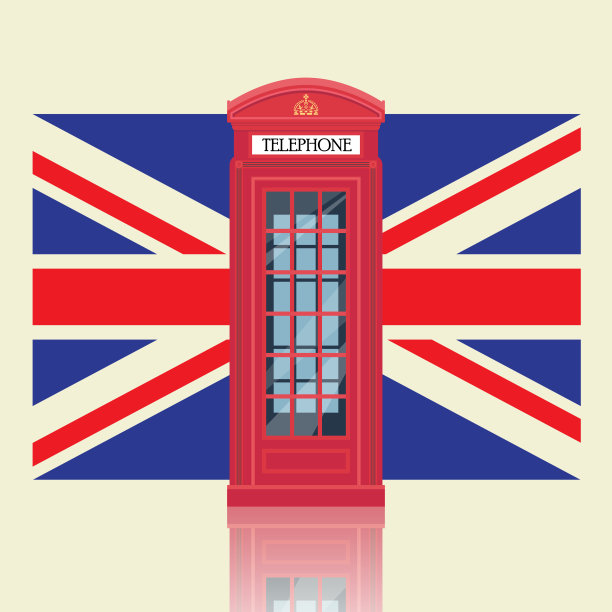 伦敦红色电话亭与英国国旗背景图片下载