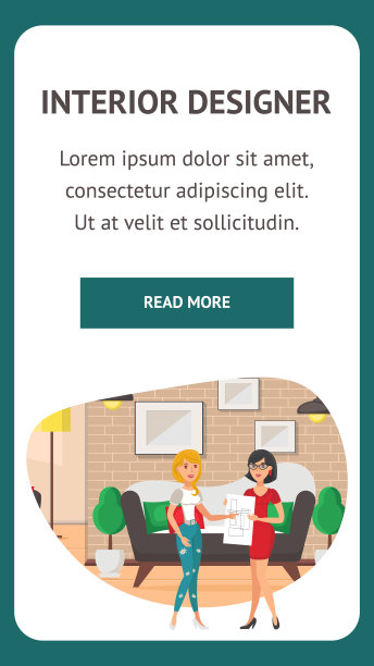 室内设计师着陆页面矢量模板图片下载