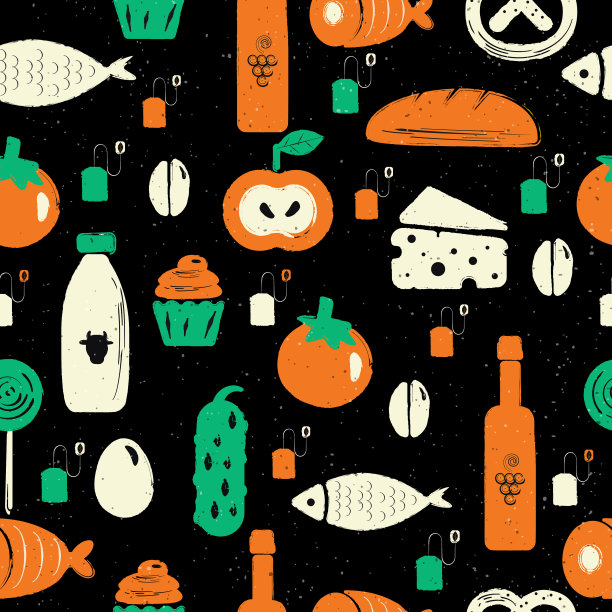 食品无缝图案复古风格图片下载