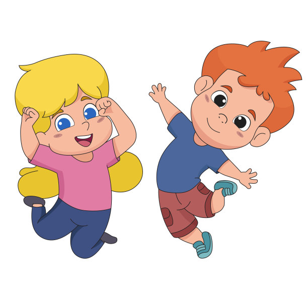 一群孩子在空中跳。向量和插图。图片下载