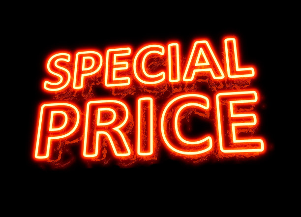 霓虹灯折扣标志-特别价格-短语图片下载