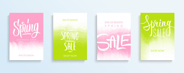 春季大减价的宣传单张或手印封套，用于春季购物、商业、折扣促销及广告宣传。图片下载