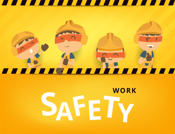 建筑工人修理工横幅用大招牌，安全第一，健康安全，矢量插画图片下载