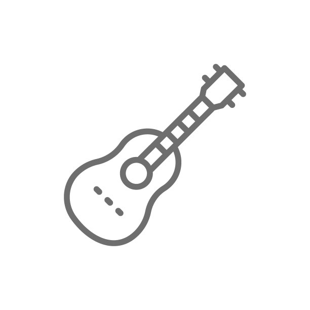 原声吉他，弦乐器的线条图标。图片下载