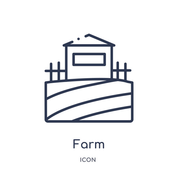 线性农场图标来自农业和园艺轮廓收集。细线农场矢量孤立在白色背景。农场的插图图片下载