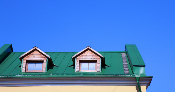 绿色屋顶上的房子图片下载