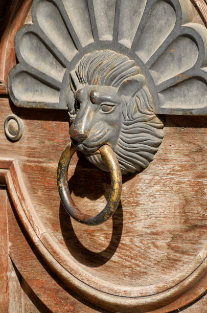 这把门把手是狮子的形状。图片下载