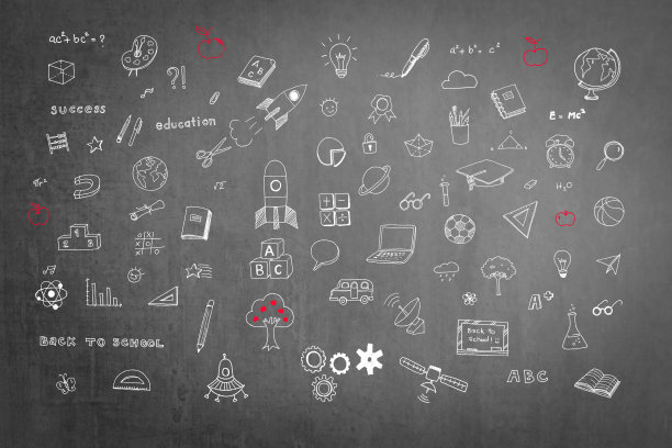 在黑色黑板上涂鸦的白日梦思维图，用于教育和儿童想象概念图片下载