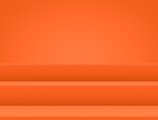 抽象的三维渲染与橙色的楼梯。几何3d步骤背景。橙色背景。图片下载