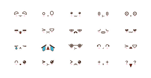 可爱的微笑表情。日本emoji素材图片