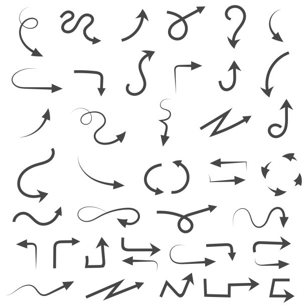 手绘箭头。金银丝细工风格图片下载