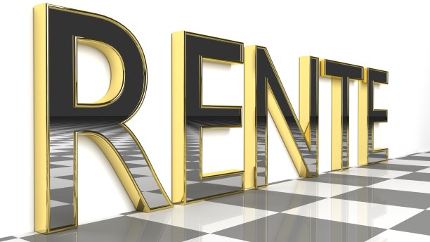 养老金标志用金色光泽的字母图片下载