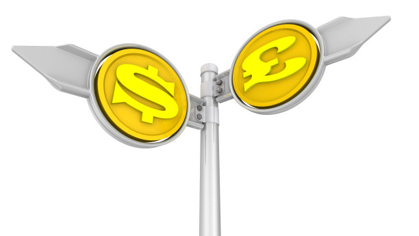 美元和英镑的方式。路标图片下载