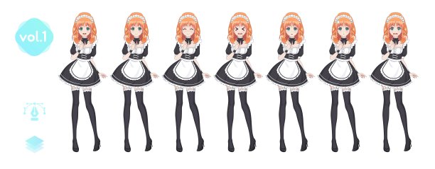 动画漫画的女孩。女保洁员咖啡馆的服装图片下载