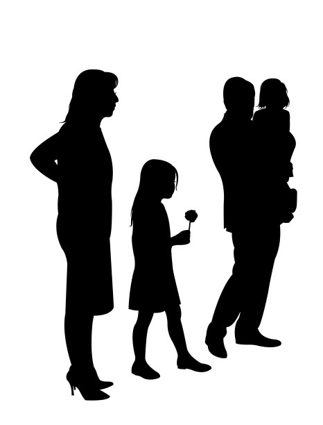 一家人在一起，剪影矢量图片下载