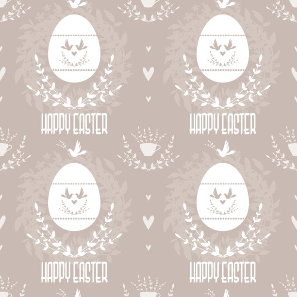 复古风格的复活节米色无缝图案。图片下载