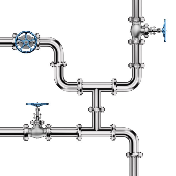 工业管道与阀门在白色图片下载