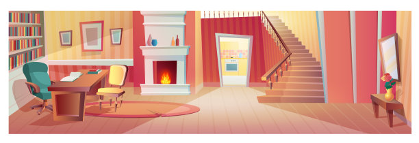 房间走廊内部的家具，配件。图片下载