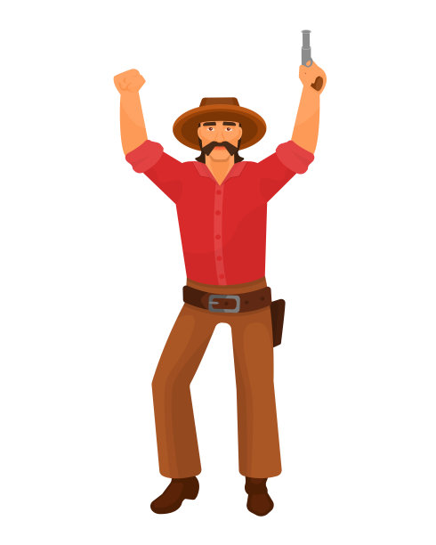 西部的牛仔警长，带着枪。图片下载