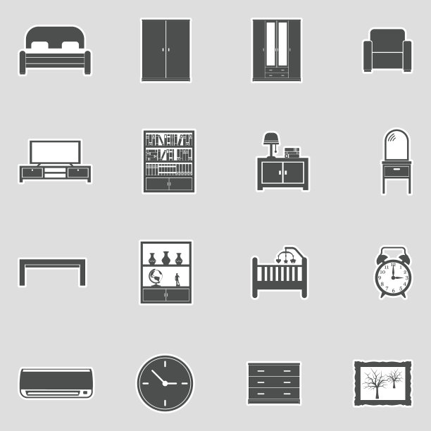 卧室的图标。贴纸设计。矢量插图。图片下载