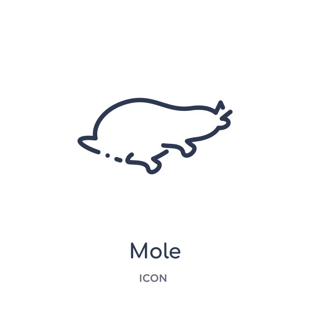 线性鼹鼠图标从动物轮廓集合。白色背景上孤立的细线鼹鼠图标。鼹鼠潮流插画图片下载