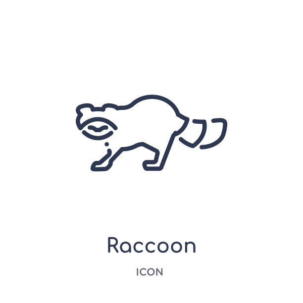 线性浣熊图标从动物的轮廓集合。细线浣熊图标孤立在白色背景。浣熊时尚插图图片下载