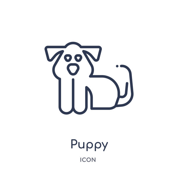 线性小狗图标从动物轮廓集合。细线小狗图标孤立在白色背景。小狗潮流插画图片下载