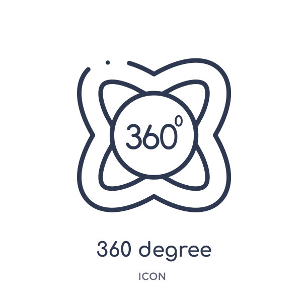 来自人工智能轮廓集合的线性360度图标。在白色背景上隔离的细线360度矢量。360度趋势图图片下载