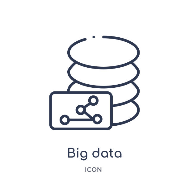 线性大数据图标来自人工智能轮廓收集。细线大数据矢量隔离在白色背景上。大数据潮流插画图片下载