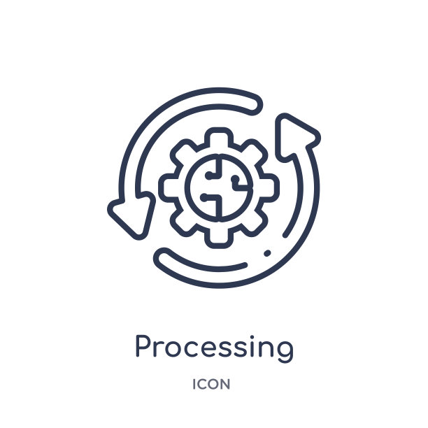 线性处理图标来自人工智能和未来技术的提纲集合。细线处理矢量隔离在白色背景上。处理潮流插画图片下载