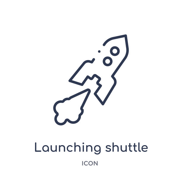 线性发射航天飞机图标从天文学大纲收集。发射梭矢的细线隔离在白色背景上。推出穿梭机时尚插图图片下载