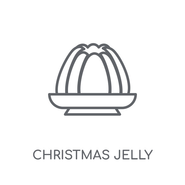 圣诞果冻线性图标。现代大纲圣诞果冻标志的概念从圣诞节收集白色背景图片下载