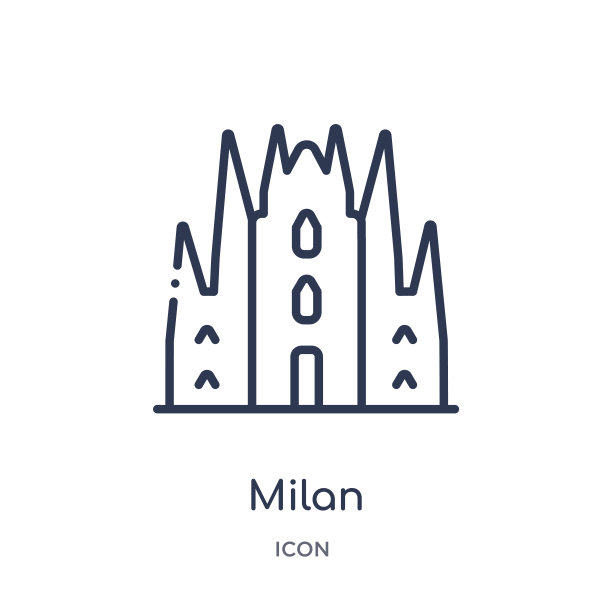 线性米兰图标从建筑和旅行大纲系列。细线米兰向量孤立在白色的背景。米兰时尚插图图片下载