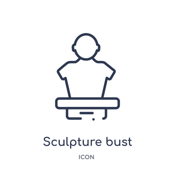 线性雕塑胸围图标从艺术轮廓收集。细线雕塑胸像孤立在白色背景。雕塑半身像流行插画图片下载
