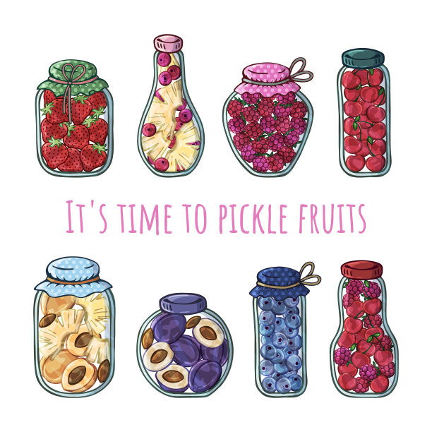 罐装蔬菜和水果的罐子图片下载