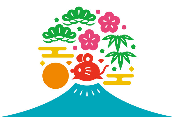 新年卡片。鼠年。图片下载