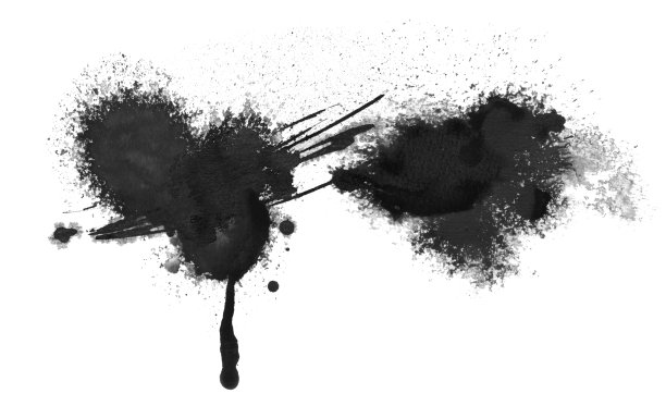 黑色墨水污点。孤立在白色的。抽象亚克力和水彩涂刷卡。纹理纸背景。图片下载