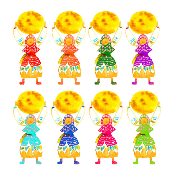 布娃娃与煎饼水彩画集图片下载